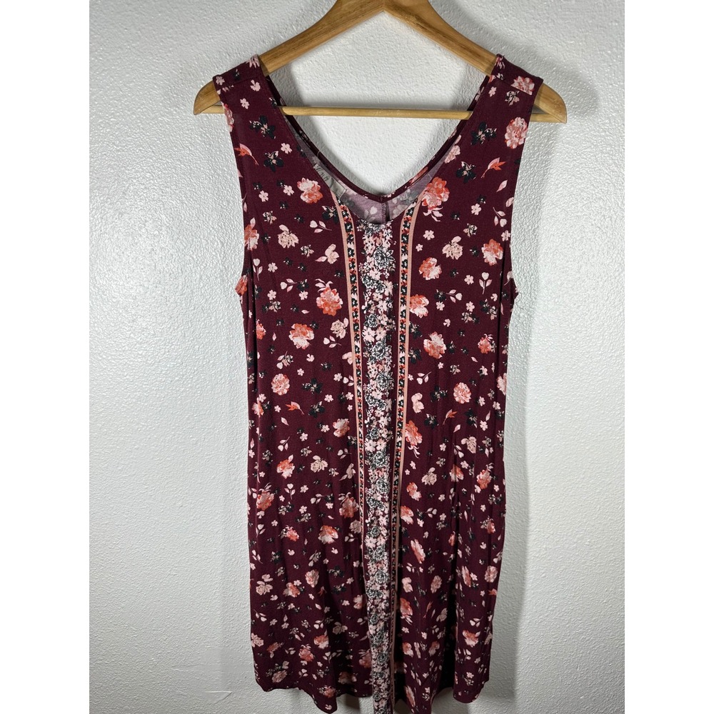 Maurices Mini Dress Womens Small Floral V-Neck Sleeveless Boho Knit Casual 6849